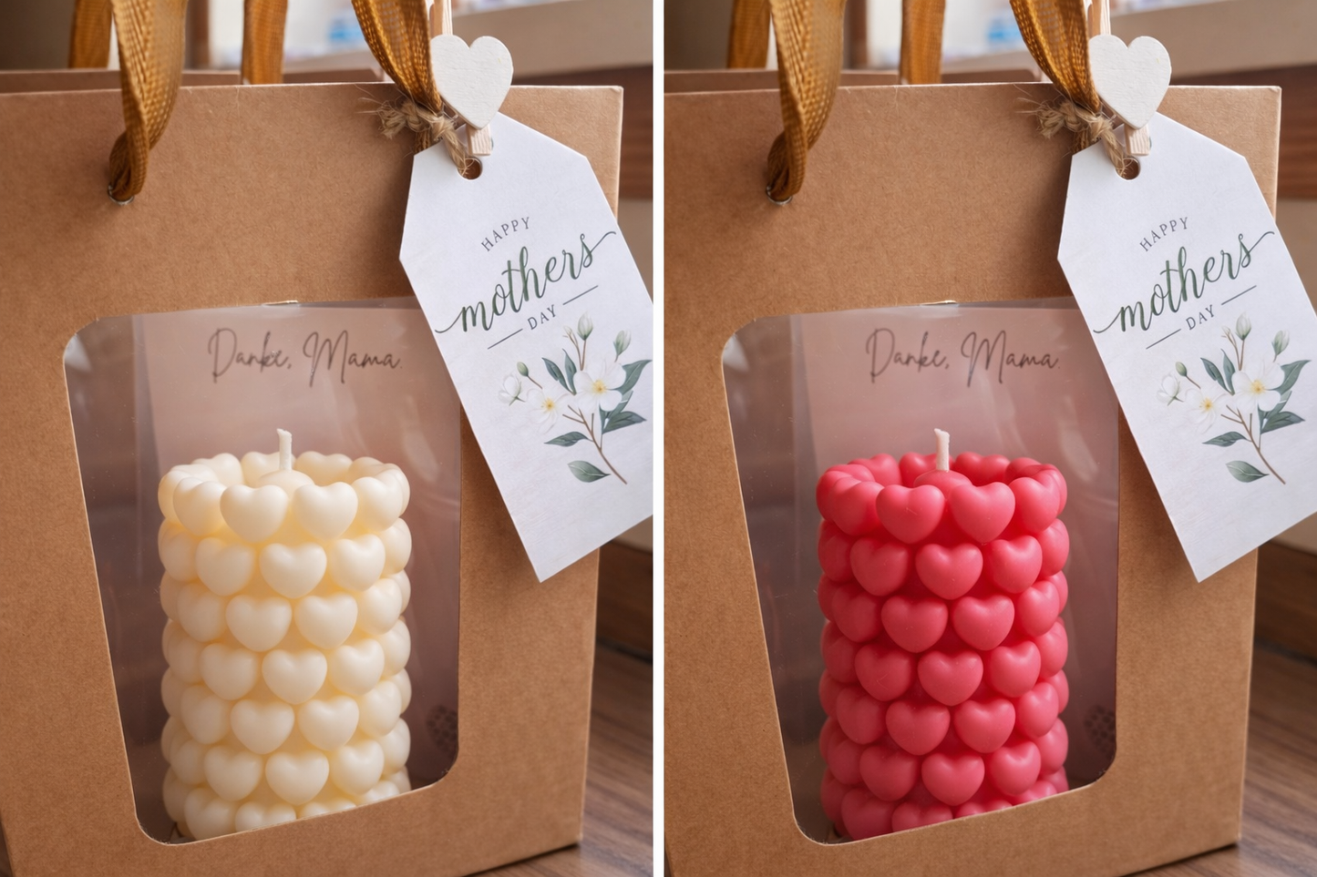 Muttertags-Geschenktüte mit Kerze & Karte
