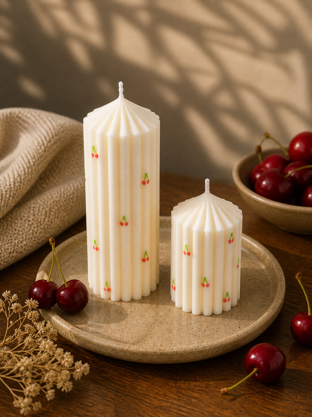 🍒 Cherry Kiss Kerze – Verspielte Eleganz mit Kirschdesign