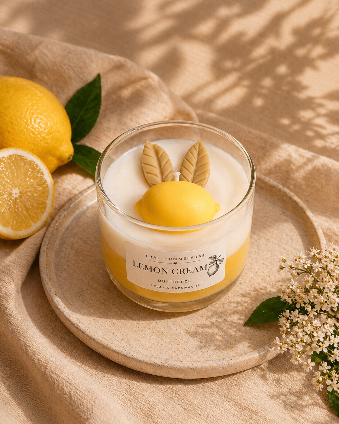 🍋 Lemon Cream Duftkerze – Frischekick im Glas