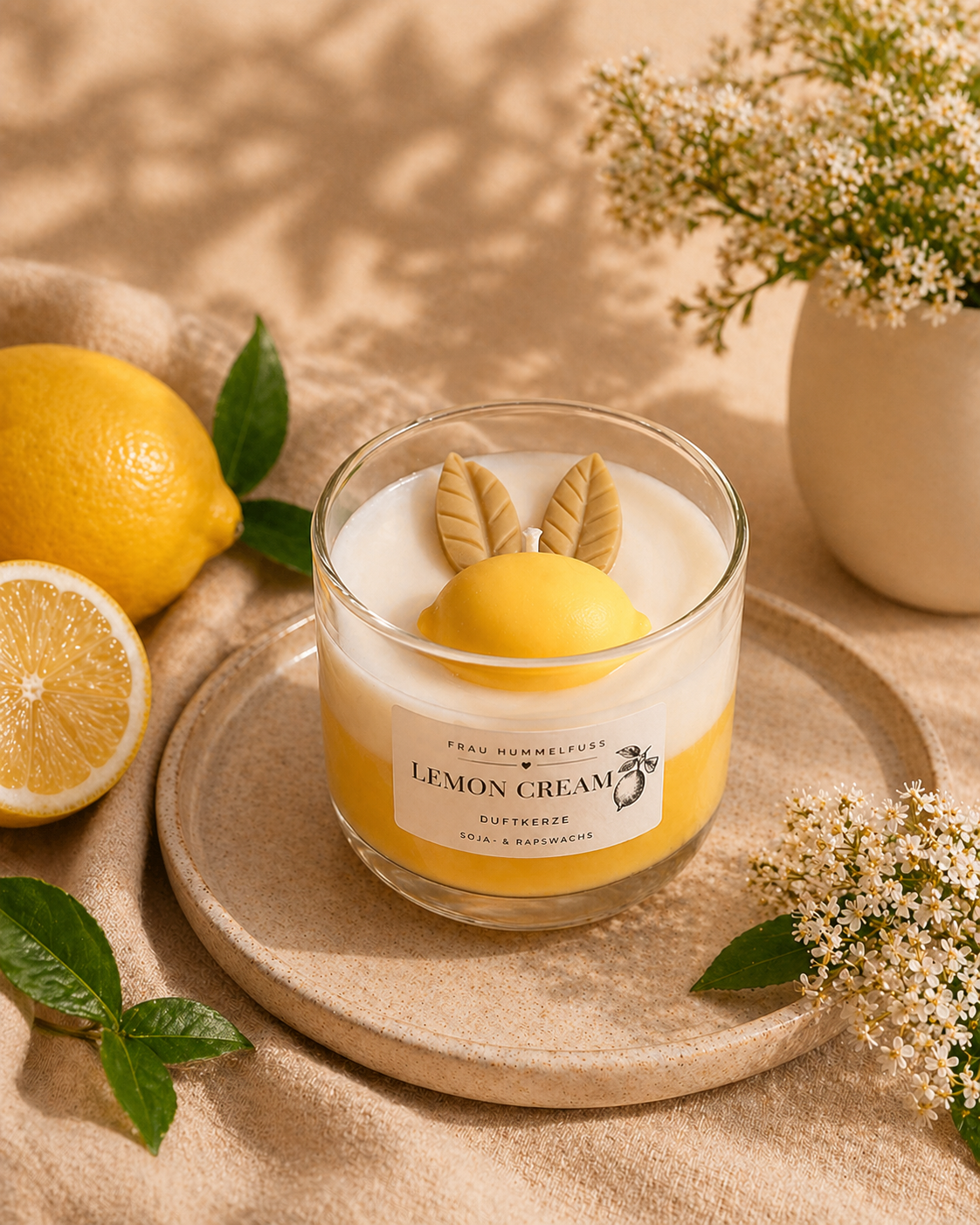 🍋 Lemon Cream Duftkerze – Frischekick im Glas