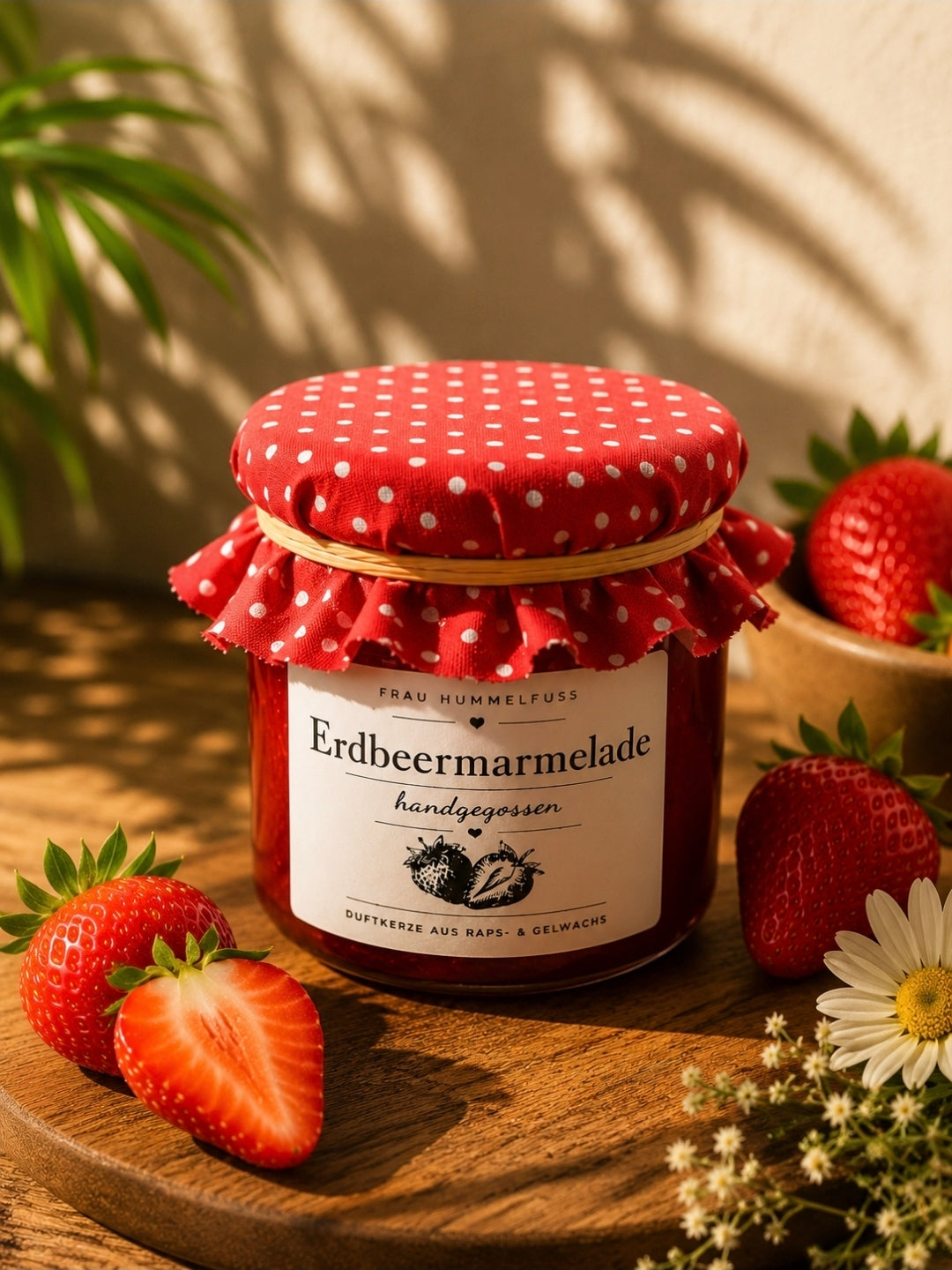 🍓 Erdbeermarmelade Duftkerze - im Marmeladenglas