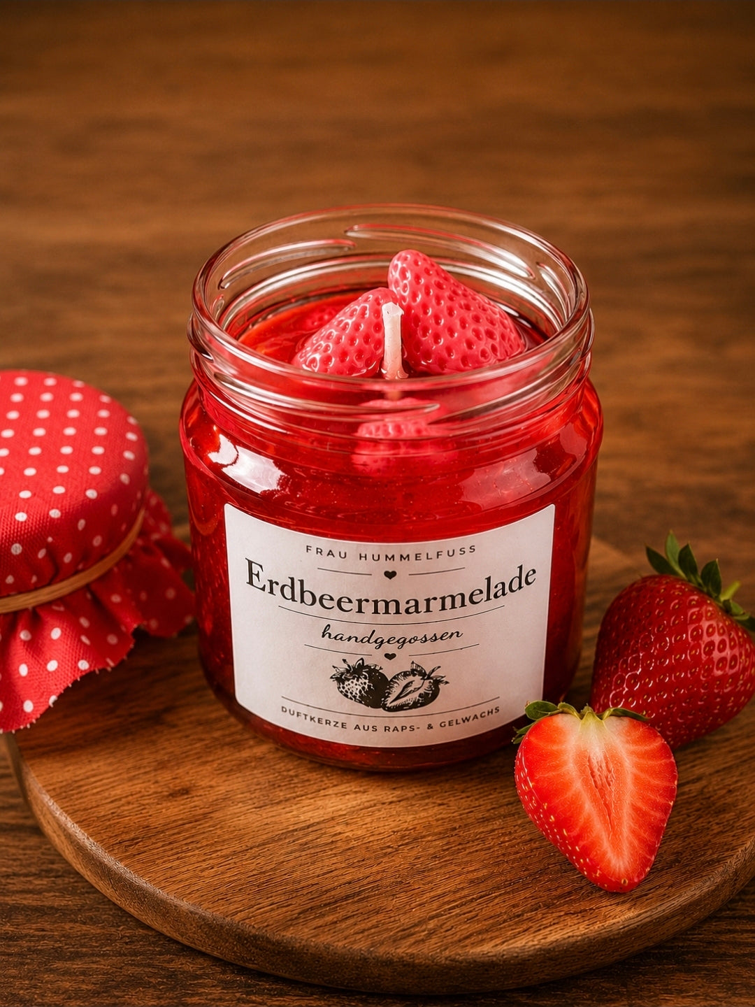 🍓 Erdbeermarmelade Duftkerze - im Marmeladenglas