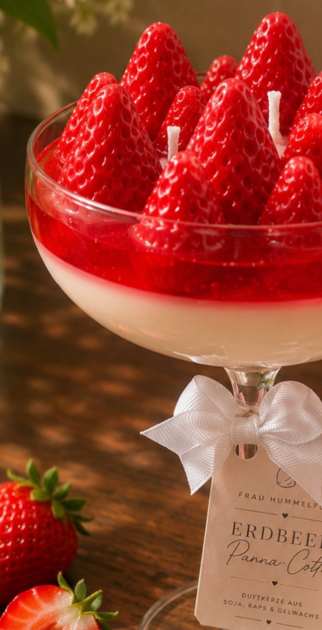 🤍🍓Erdbeer-Panna-Cotta Duftkerze – Sommer zum Verlieben