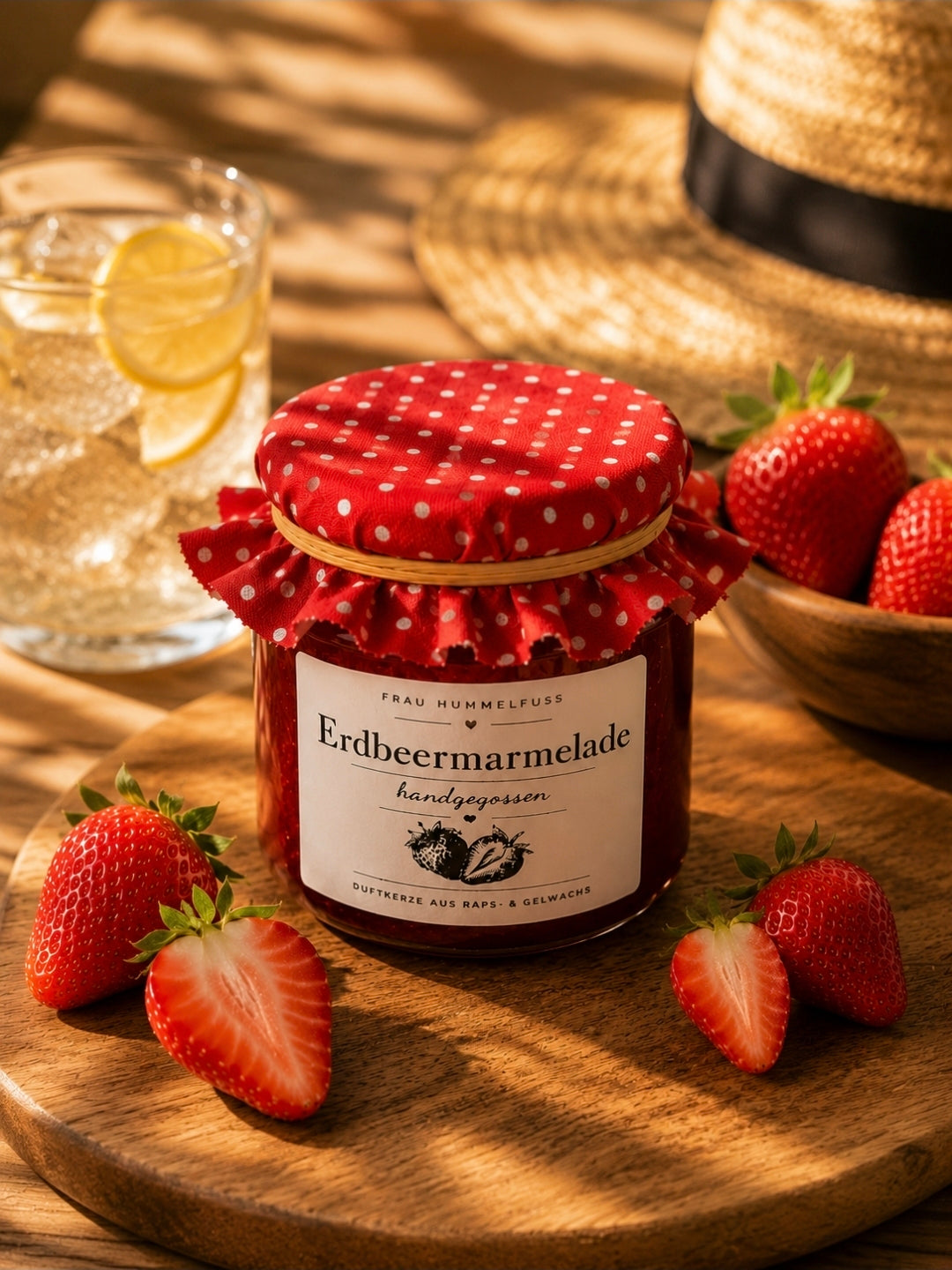 🍓 Erdbeermarmelade Duftkerze - im Marmeladenglas